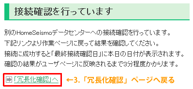 冗長化確認ページ画面