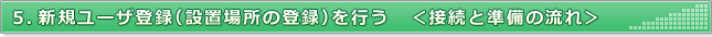 5.新規ユーザ登録（設置場所の登録）を行う（接続と準備の流れ）